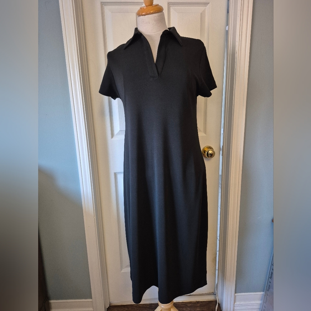 GAP Black Polo Midi Dress Short Sleeve Sheath